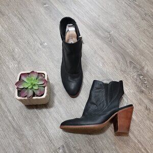 Dolce Vita Perforated Sling Back Black Leather Booties Sz 9